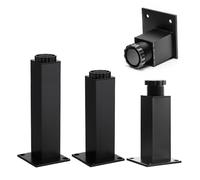 YCBTPS 4 Pièces Pieds De Meuble Reglable Carrés Pieds De Table Metal pour Armoires Canapé 5-30cm Pied De Support pour Tables, Etagères, Pied De Lit(Black,12cm/4.7in)
