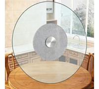 YCBTPS Assiette De Service En Verre Trempé Plateau Tournant Lazy Susan, Grande Plateau De Service Rotatif De Table À 360°, Plaque Centrale De Table À Manger(Silver,70cm (28in))