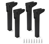 YCBTPS Lot De 4 Pieds De Table Pliants De 35cm 70cm Pieds De Meuble De Support Rabattable, Pied De Rechange en Métal Noirs pour Banc, Table De Camping, Bureau(Black,15cm/6in)