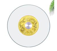 YCBTPS Plateau Tournant Rond En Verre Trempé, Cuisine Lazy Susan, Grande Plateau De Service Rotatif, Assiette De Service Plaque Tournante Pour Table À Manger(Dragons phoenixe,60cm (24in))