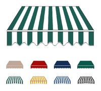 YCBTPS Tissu De Remplacement pour Auvent 4x3.0m, Tissu De Rechange pour Store Banne pour Patio, Toile De Store Banne Rétractable pour Porte-fenêtre(Green-White,4x2.5m(13x8ft))