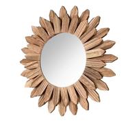 YCBTREE Petit miroir mural rond Ø 50 cm avec cadre en bois flotté, miroir avec cadre en bois rustique marron naturel pour maison de campagne, côte, style bohème, pour salle de bain, salon, couloir