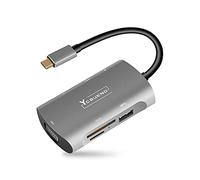 YCBUENO Station d'accueil USB C 7 en 1 - Triple affichage, 1080p VGA, 2 USB 3.0, port de données de type C, HDMI 4K, chargement PD 100 W, lecteur de carte SD/TF, compatible avec Dell/HP/Lenovo, etc