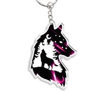 Ycchensying Porte-clés Loup Cadeaux Forêt Tête de Loup Série Accessoires Porte-clés Pendentif, Rouge, taille unique