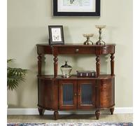 YCCYHQ Petite Console Entrée en Bois, Meuble d'Entrée avec Rangement, Tiroirs et Double Porte, Base Surélevée et Design Semi-Circulaire(Brown)