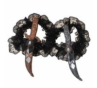 YCDKK 2 Pièces Accessoires Costume Pirate Femme avec Épée et Pistolet,Ensemble Composé Déguisement d'Un Poignard à Lame Courbe Et d'Une Épée Droite,Déguisement Halloween Mardi Gras