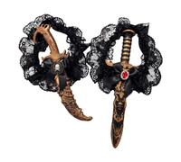 YCDKK 2 Pièces Accessoires Costume Pirate Femme avec Épée et Pistolet,Ensemble Composé Déguisement d'Un Poignard à Lame Courbe Et d'Une Épée Droite,Déguisement Halloween Mardi Gras