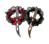 YCDKK 2 Pièces Accessoires Costume Pirate Femme avec Épée et Pistolet,Ensemble Composé Déguisement d'Un Poignard à Lame Courbe Et d'Une Épée Droite,Déguisement Halloween Mardi Gras