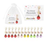 YCDKK Lot De 12 Petits Cadeaux Pour Une Fête d'Anniversaire, Petits Cadeaux Pour Les Invités Âgés De 6, 7, 8, 9 Et 10 Ans, 5 Couleurs Différentes : Porte-Clés Porte-Bonheur En Forme De Coccinelle