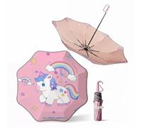 YCDKK Parapluie pour enfants, parapluie de poche pour garçons et filles avec réflecteurs de sécurité et protection des bords sur tout le pourtour, poignée mousqueton, parapluie pour enfant résistant