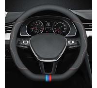 YCDSSM Auto Couvre Volant pour Dacia Duster 2010-2017, Couvre Volant Voiture Protège Volant Souple Respirant Antidérapant Cuir Ronde/D Accessoire,D-Red and Blue Lines - B