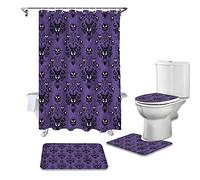 YCDtop Halloween Haunted Mansion Salle Ensemble de Tapis Ensemble de Rideau de Douche Durable Ensemble de Tapis Couvercle de Toilette Couverture de Toilette Tapis Tapis 180x180cm (71x71in)
