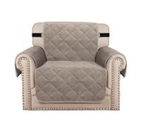 YCDZSW Housse de Canapé Matelassé | Housses de Canapé Antidérapante avec Accoudoirs | avec Poches Latérales | Lavable en Machine | Protection Griffures (Gris-Marron,1 Places)