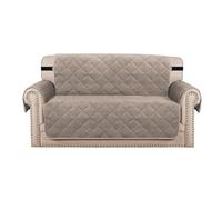 YCDZSW Housse de Canapé Matelassé | Housses de Canapé Antidérapante avec Accoudoirs | avec Poches Latérales | Lavable en Machine | Protection Griffures (Gris-Marron,2 Places)