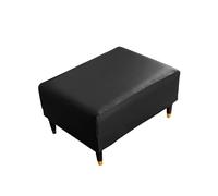YCDZSW Housse de Pouf Carré, Housses Ottomane en Cuir PU, Ottoman Protecteur, Housse de Protection Amovibles, Imperméable, avec Fond Élastique (Noir,Small)