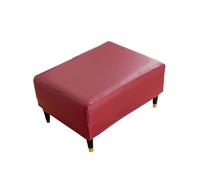 YCDZSW Housse de Pouf Carré, Housses Ottomane en Cuir PU, Ottoman Protecteur, Housse de Protection Amovibles, Imperméable, avec Fond Élastique (Rouge Vin,Large)