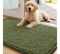 YCDZSW Paillasson D'intérieur Chenille pour Chiens, Paillassons Attrape-Poussière, pour Pattes Boueuses, Antidérapant et Lavable, Adapté aux Animaux (Vert,43×61 cm)