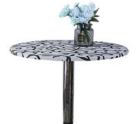 YCDZSW Protège Table Ronde,Nappe Extensible Antidérapante Résistante à La Crasse,Protection sous-Nappe Ronde Lavable,Moderne Imprimé (Blanc,Diamètre 150cm)