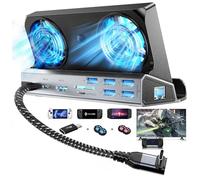 YCE Station d'accueil 10 en 1 double ventilateurs de refroidissement avec HDMI 2.0, 5 ports USB, 1000 Mbps, fente SD/TF, USB-C 100 W PD, adaptateur 40 Gbit/s pour Steam Deck/Rog Ally/Switch/Lenovo