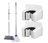 ycezw 2PCS Wall Mount Mop And Broom Holder Adhesive Space Saving Rack | 2 Piece Adhesive Wall Mount Holder For Organizing Mops, Brooms And Cleaning Tools In Home Or Office
