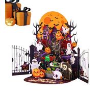 ycezw 3D Halloween Greeting Card Horror Castle Ghost Pumpkin Party Decor
