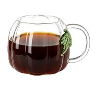 ycezw 550ml Glass Pumpkin Mug Halloween Fall Coffee Tea Cocoa Cup | 550ml Clear Glass Pumpkin Mug With A Seasonal Design For Serving Coffee Tea Cocoa And Other Drinks During Halloween