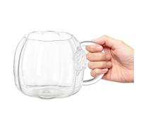 ycezw 550ml Glass Pumpkin Mug Halloween Fall Coffee Tea Cocoa Drinkware | 550ml Clear Glass Pumpkin Mug With A Seasonal Design For Serving Coffee Tea Cocoa And Other Drinks During Halloween