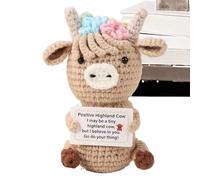 ycezw Animaux au crochet positifs, crochet de soutien émotionnel - Vache des hautes terres polyvalent Crochet Vache de soutien émotionnel | Petites figurines décoratives de poupées positives au