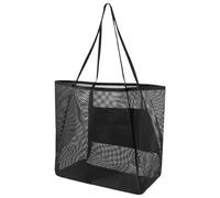 ycezw Beach Cabass - Sac filet respirant pour la plage, rangement respirant pour équipement de sport pliable pour serviette de gym, pique-nique, sac de plage respirant, noir, Consulte la descripción