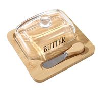 ycezw Beurrier avec couvercle,beurrier avec couvercle pour comptoir | Dôme à fromage couvert de porte-beurre | Dôme en verre citron, plateau à beurre, assiette à gâteau avec couvercle pour fromage et