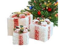 ycezw Boîtes de Noël, Boîtes de Noël - Boîte en fer couverte de flocons de neige 3 x ,Accessoires photo de fenêtre d'hôtel, boîtes cadeaux d'arbre de Noël avec nœuds pour les vacances