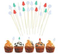 ycezw Brochettes de cocktails de Noël,pics à cocktails aux fruits de Noël,Brochettes de bonbons de Noël | Bâtonnets en bois 100 X, pics à amuse-gueule de 4.7 pouces, fournitures de fête, bâtons à