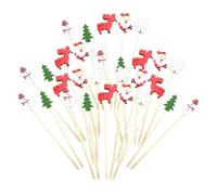 ycezw Brochettes de cocktails de Noël,pics à cocktails aux fruits de Noël | Cueillettes de fruits de Noël | 100 X pics à apéritifs, dents de fête en forme d'arbre de noël, flocons de neige, père