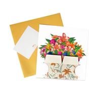 ycezw Carte de fleurs, carte de fleurs en papier 3D - Cartes en papier, cartes de vœux pop-up 3D rose/lys/tournesol/bouquet, plantes d'intérieur