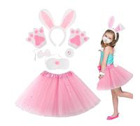 ycezw Costume de lapin pour, 6 pièces, bandeau rose en peluche douce | Accessoire de costume de Pâques, pour tenue de jupe, fête du Nouvel An en intérieur.