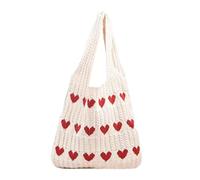 ycezw Crochet Boho Tote bag- sac fourre-tout en tricot forme de cœur, matériau léger, esthétique d’été, bandoulière douce et confortable | Sac tendance pour femmes, adolescentes, sorties quotidiennes