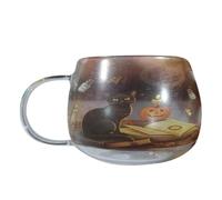 ycezw Cute Halloween Glass Mug Spooky Painted Drink Cup