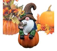 ycezw Décorations d'automne de gnomes pour la maison, décorations d'automne des gnomes,Gnomes de jardin en résine de 5,9 pouces assis sur une | Statue de Gnome esthétique de la récolte