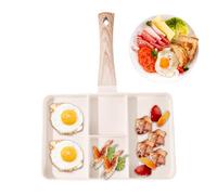 Ycezw Divisé Pan à frire carrée - poêle de cuisson à sections multiples, poêle à petit-déjeuner durable | Poignée à feu potentielle Pan de grill antiadhésif avec compartiments pour omelette bacon Hash