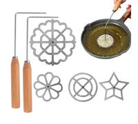 ycezw Ensemble de fer à biscuits à rosace, ensemble de fer à rosace avec poignée,Ensemble de pâtisserie à biscuits Rosettes - Moule à biscuits pour la cuisson, ensemble de moules à gaufres, ensemble