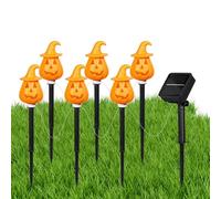 ycezw Lumières de citrouille d'Halloween avec piquet, lumières solaires de piquet pour Halloween, décoration orange pour jardin, allée extérieure, insertion dans la pelouse pour comptoir