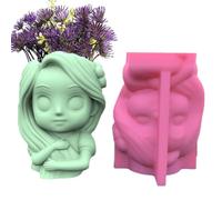 ycezw Moule pour pot de fleurs en silicone, moule en silicone pour jardinière avec tête de fille - moule pour jardinière | moule pour boîte de rangement, moule pour jardinière succulente, moule pour