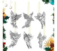 ycezw Ornement d'ange | 6 pièces de fête de Noël en or ou argent | Coût de décoration pour la cour de la chambre en plein air