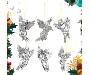 ycezw Ornement d'ange | 6 pièces de fête de Noël en or ou argent | Coût de décoration pour la cour de la chambre en plein air