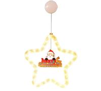 ycezw Ornements d'arbre étoilés éclairés, lumières étoiles de fenêtre de Noël,Lumières de Noël avec ventouse - Décorations lumineuses de fenêtre de noël, étoile lumineuse LED à piles pour les vacances