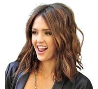 ycezw Perruque courte bouclée pour femme - Aspect naturel - Perruque avec partie centrale - Cheveux synthétiques - Longueur épaule - Pour un usage quotidien - Pour les fêtes costumées