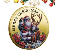 ycezw Pièce de défi du Père Noël, pièce de Noël,Pièce colorisée de Noël - Pièce Souvenir de collection Double face, pour cadeaux de noël, décoration de bureau pour la maison, bureau, bibliothèque,