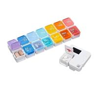ycezw Pilulier électronique, boîte à pilules électronique, 14 compartiments, pilulier hebdomadaire portable pour huile de poisson, compléments, médicaments