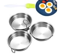 ycezw Pocheuse à œufs, pocheuse à œufs en acier inoxydable - 3x moule à œufs en acier inoxydable,Cuiseur à vapeur antiadhésif avec support, moule à crêpes aux œufs frits, coquetiers pour four à