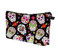 ycezw Trousse à crayons motif tête de mort - Trousse à stylos pour l'école, sac de rangement gothique, trousse de maquillage décorative pour femme, pochette à fermeture éclair pour femmes et filles